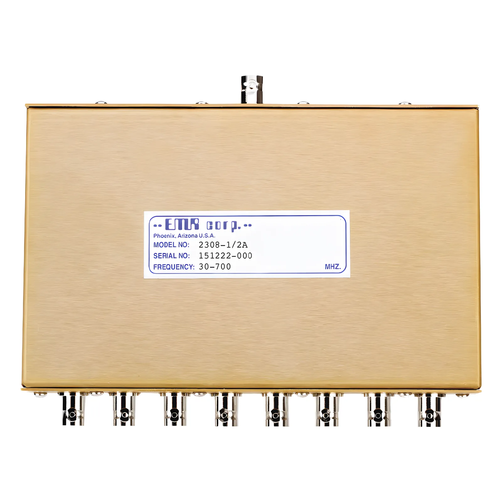 Divisor de Potencia EMR de 8 Vías, 30-700 MHz, 0.5 Watt, Conectores BNC Hembra.