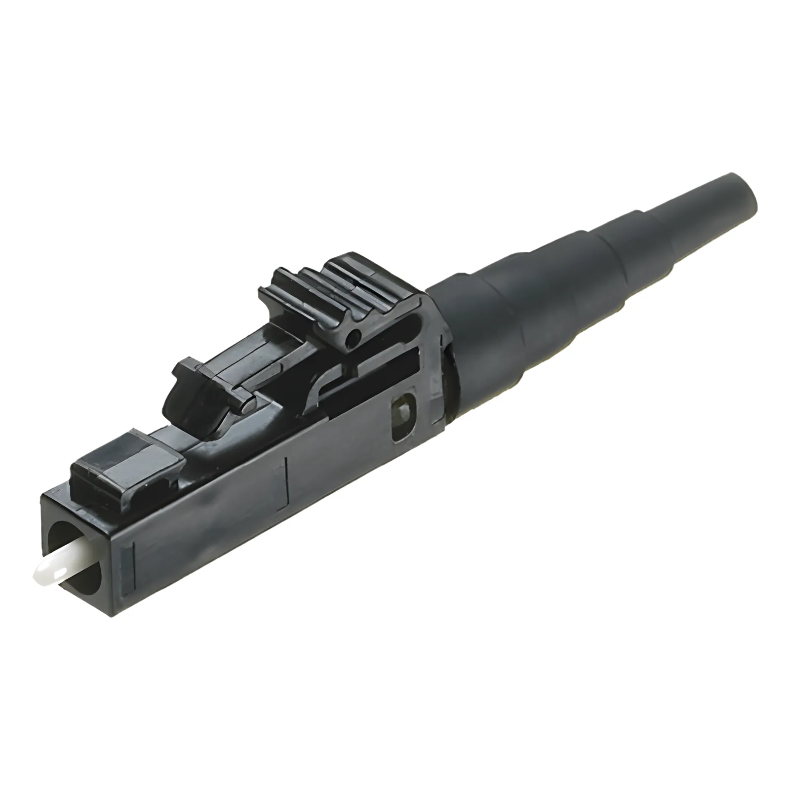 Conector de Fibra Óptica Multimodo OM2, OM3 y OM4, LC Simplex, Pulido en Campo, Color Negro