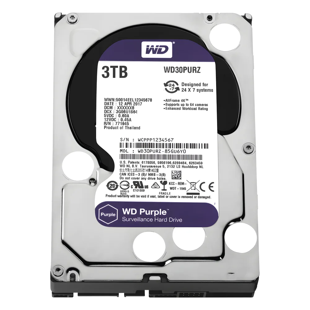 Disco Duro PURPLE de 3TB / 3 AÑOS DE GARANTÍA / Para Videovigilancia