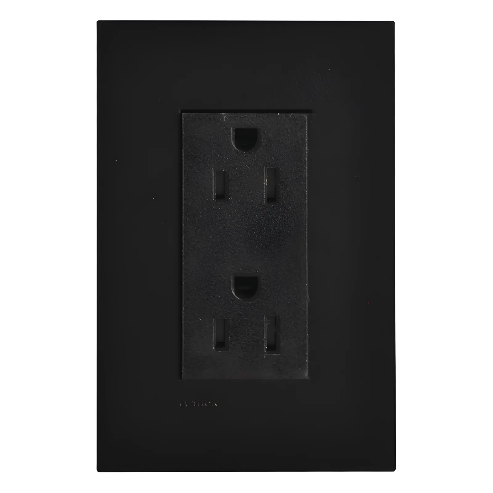 Tomacorriente dúplex de pared 15 A resistente a manipulaciones con placa incluida, línea New Architectural, agrupable con teclados Palladiom y controles GRAFIK T, color negro