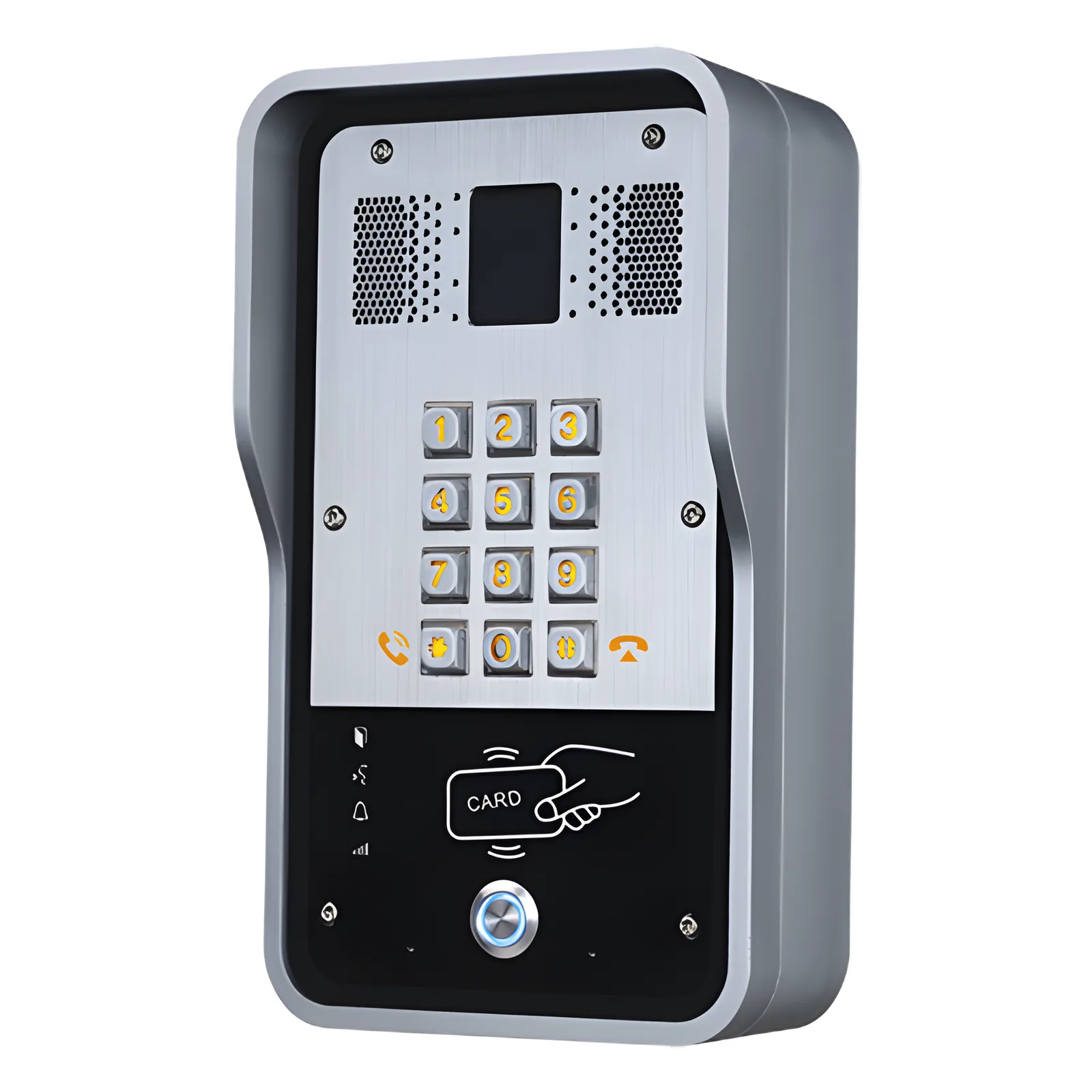Audio Portero IP 2 líneas SIP con relevador integrado, Lector RFID para acceso por clave numérica, tarjeta o llamada remota, PoE
