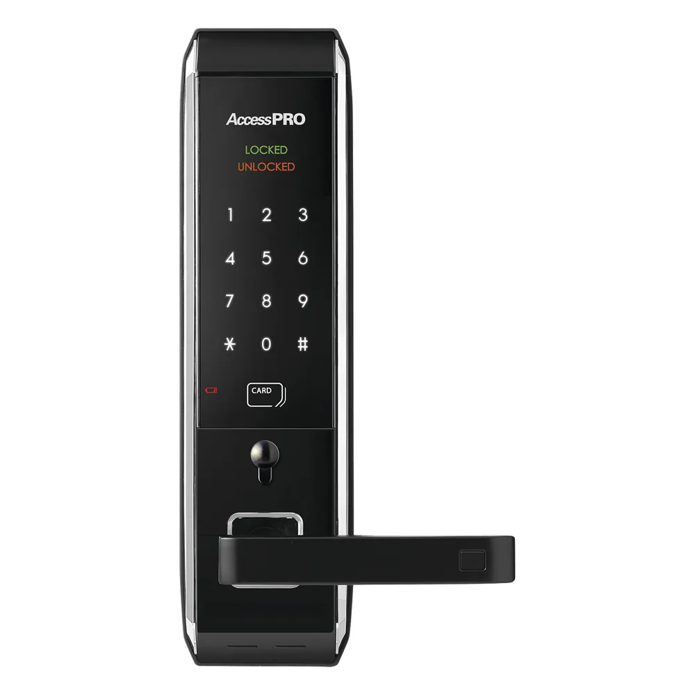 Cerradura inteligente para puertas con doble cerrojo/teclado Touch Screen, Apertura con tarjeta Mifare /Contraseña y Llave de emergencia