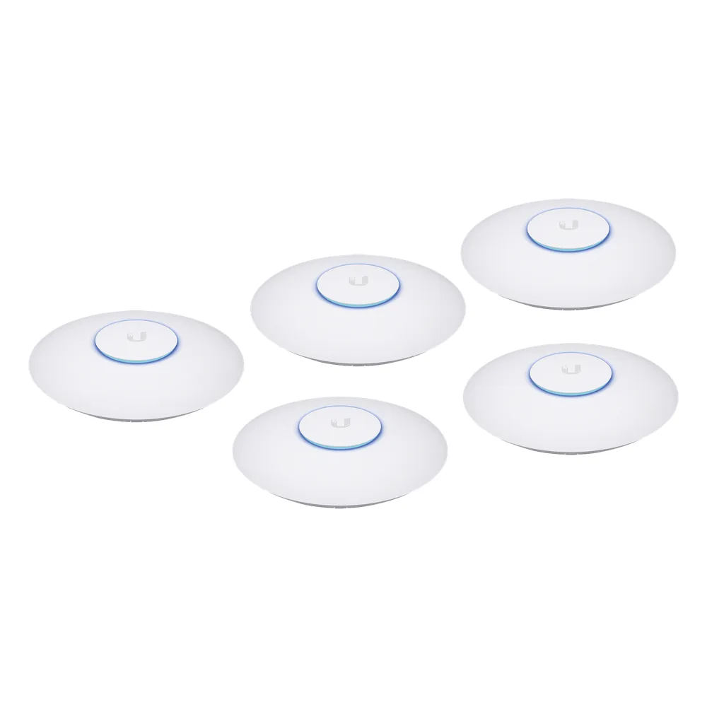 Paquete de 5 Access Point UniFi 802.11ac Wave 2, MU-MIMO4X4 con antena Beamforming, hasta 1.7 Gbps, para interior PoE 802.3af, soportan 200 clientes, No incluyen PoE´s