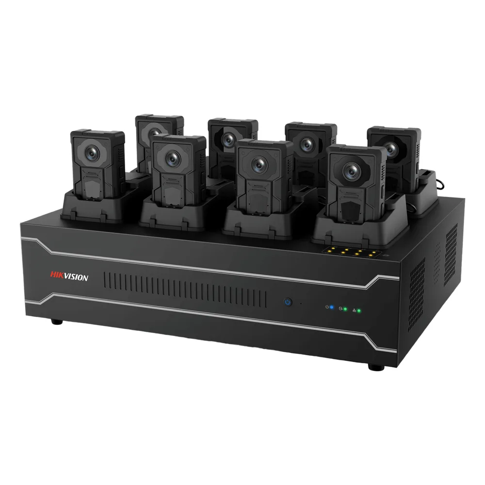 Estación de Acoplamiento para Cámaras Corporales DS-MH4172I / Carga y Recopilación de Datos para 8 Cámaras / 4 HDD de 2 TB a 6 TB / Interfaz USB 3.0 y Ethernet / Compatible con Windows 10