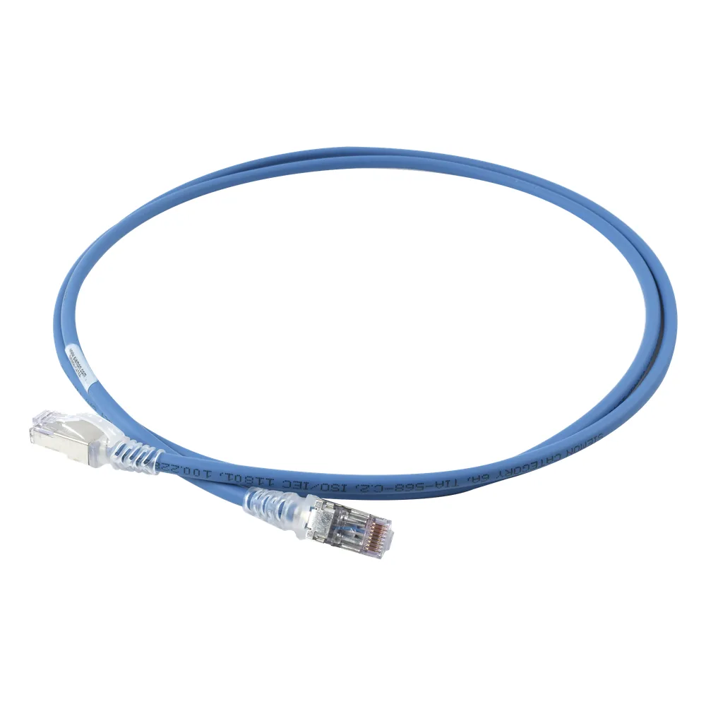 Patch Cord Skinny Cat6A Blindado S/FTP, 1.52 Metros (5 Pies), Diámetro Reducido 28 AWG, Color Azul