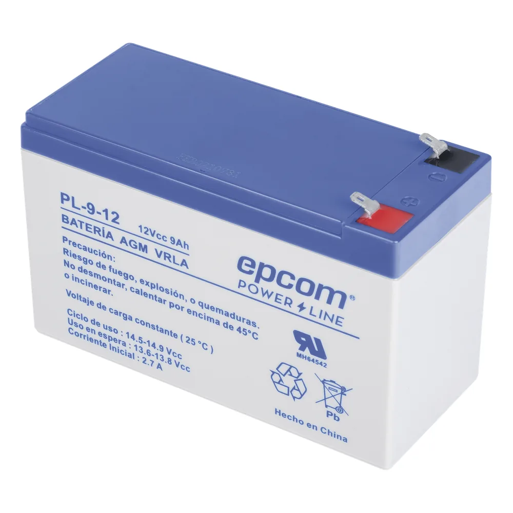 Batería 12 Vcc / 9 Ah / UL / Tecnología AGM-VRLA / Para uso en equipo electrónico Alarmas de intrusión / Incendio/ Control de acceso / Video Vigilancia / Terminales F1 / Cargador recomendado CHR-80.