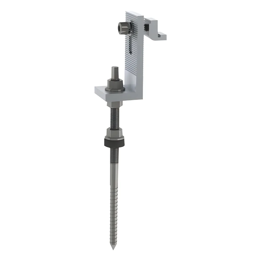 Soporte L para riel 7 con tornillo M10*200 para techo de lamina