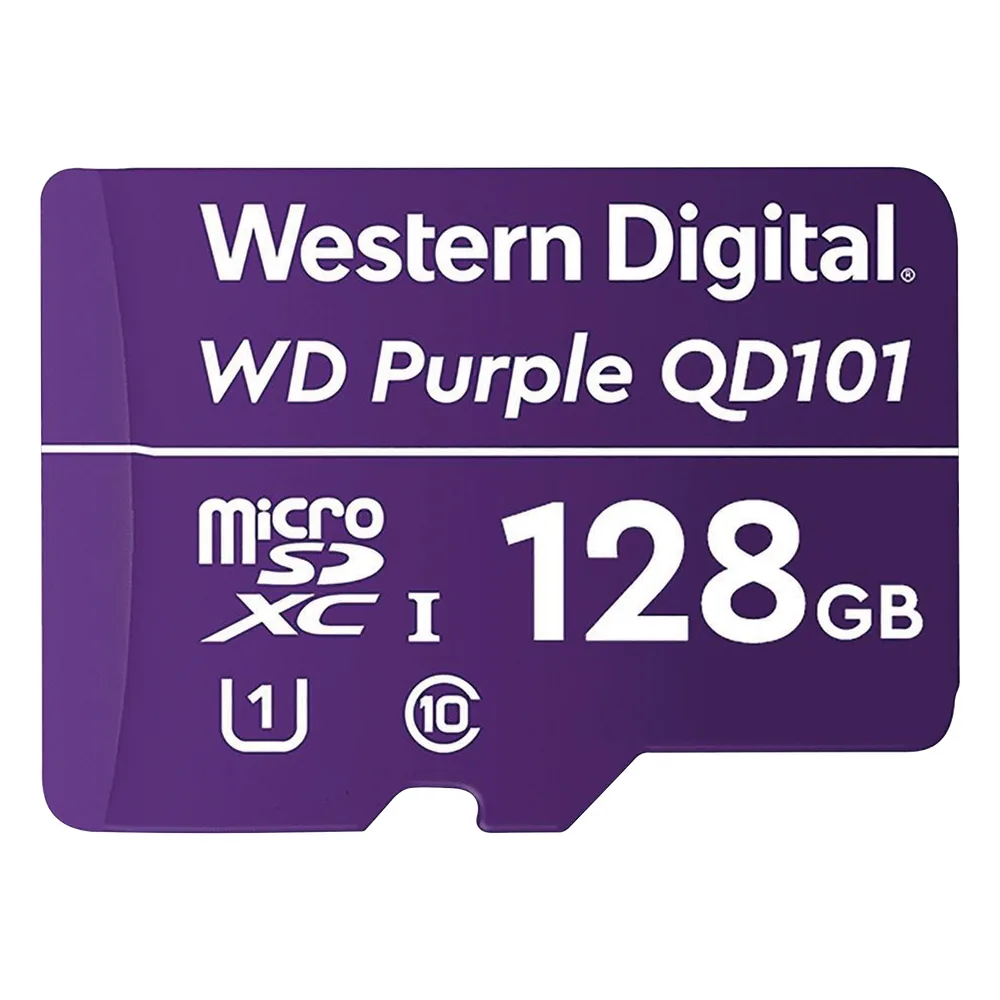 Memoria microSD de 128 GB PURPLE, Especializada Para Videovigilancia, 10 VECES MAYOR DURACIÓN, 3 AÑOS DE GARANTIA