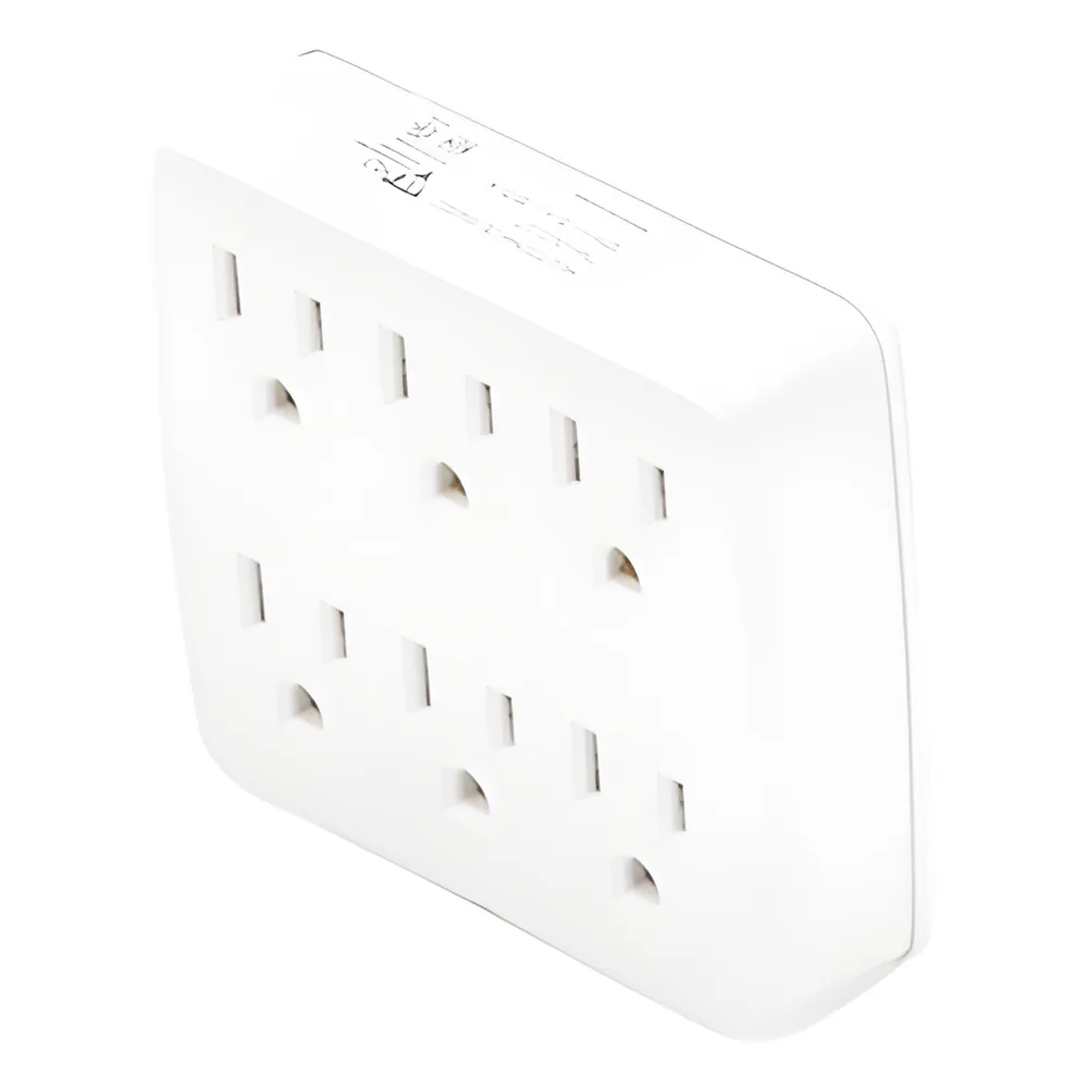 Multicontacto para pared con 6 contactos color blanco,125 V /15 A