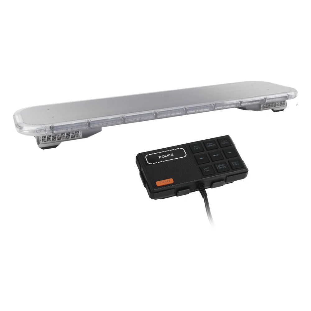 Barra de luces LED de 46" Rojo/Azul , De 132 LEDs, Sirena, Bocina y Controlador Incluido, Ideal para Equipar Unidades de Seguridad Publica