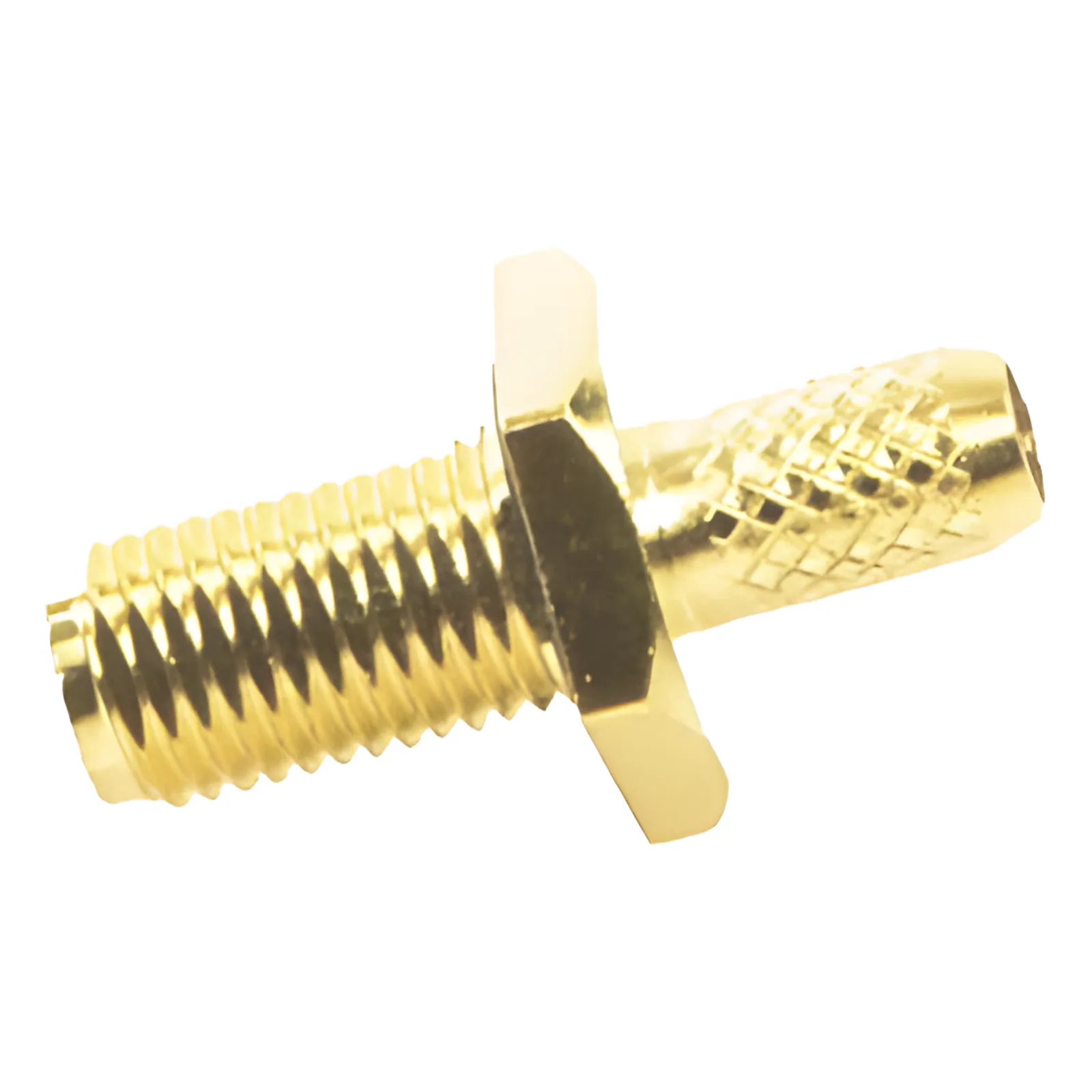 Conector SMA Hembra Inverso de Chasis en D Plano, Anillo Plegable para Cable RG-142/U, Oro/ Oro/ Teflón.