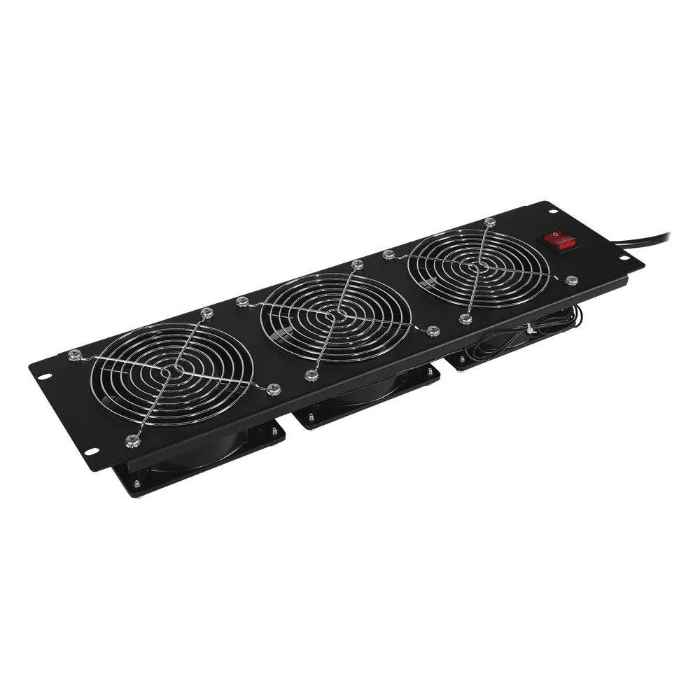 Kit de 3 Ventiladores para Montaje en Rack de 19 in, Alimentación 120 Vca con Plug NEMA 5-15P, 3 UR, Color Negro