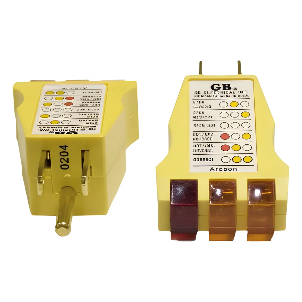 Probador de Fase. Verificador de Correcta Polarización de Fase y Neutro a Tierra en Color Amarillo. para 120 Vca