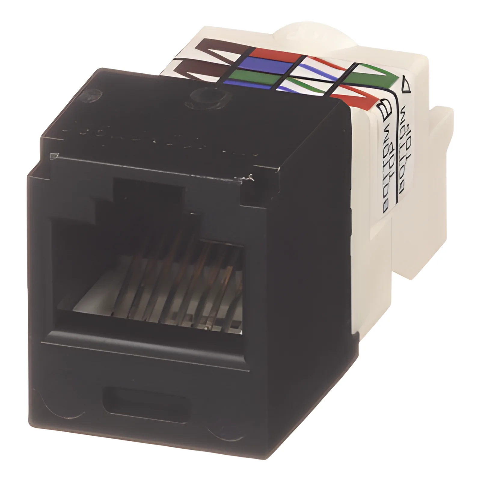 Conector Jack RJ45 Estilo TP, Mini-Com, Categoría 6, de 8 Posiciones y 8 Cables, Color Negro