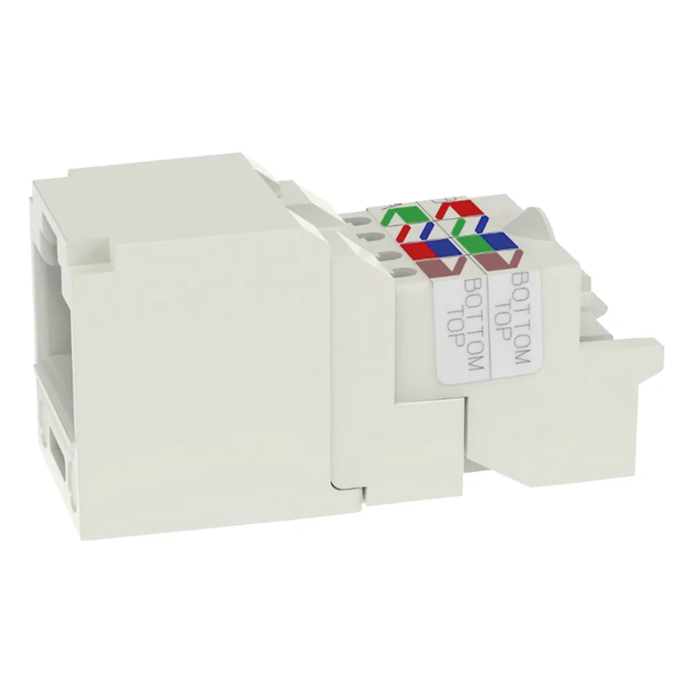 Conector Jack RJ45 Estilo TP, Mini-Com, Categoría 6, de 8 Posiciones y 8 Cables, Color Blanco Mate