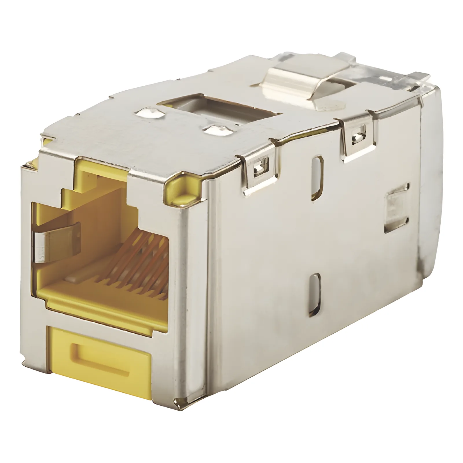 Conector Jack RJ45 Blindado, Estilo TG, Mini-Com, Categoría 6A, de 8 Posiciones y 8 Cables, Color Amarillo