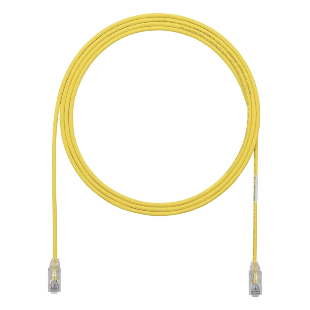 Cable de Parcheo UTP Cat6A, CM/LSZH, Diámetro Reducido (28AWG), Color Amarillo, 12.19 Metros (40 Pies)