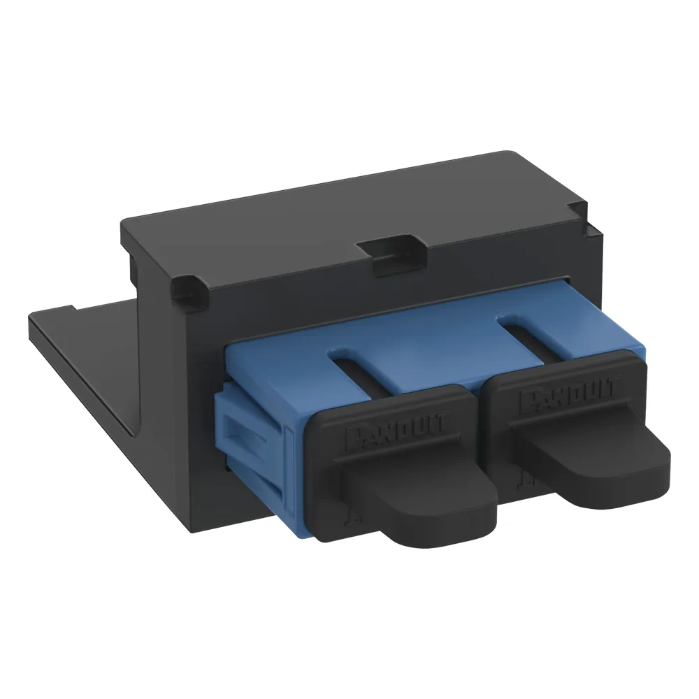 Módulo Acoplador SC Duplex, para Fibra Óptica Monomodo OS1/OS2, Tipo Mini-Com, Color Azul