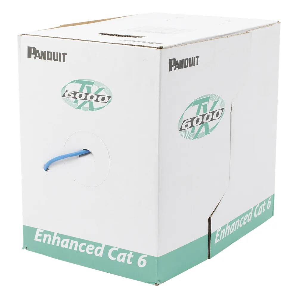 Bobina de Cable UTP 305 m. de Cobre, TX6000™ PanNet, Reelex, Azul, Categoría 6 Mejorado (23 AWG), LSZH (Bajo Humo, Cero Halógenos), de 4 pares