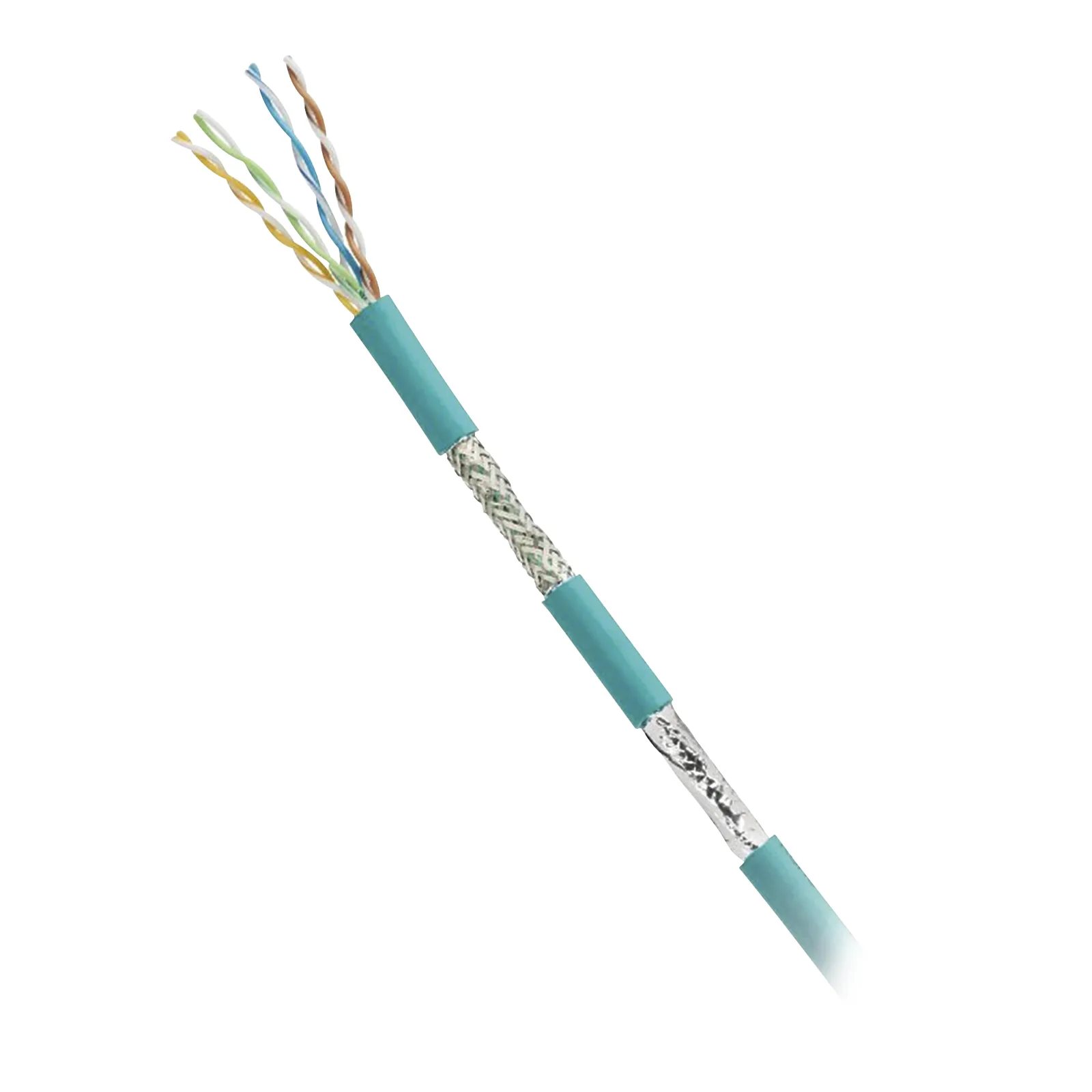 Bobina de Cable Blindado SF/UTP Categoría 5e de 4 Pares, Uso Industrial con Resistencia al Aceite y Rayos UV, Multifilar 24/7 (Flexible), Color Azul Cerceta, Bobina de 305 Metros (1000 Pies)