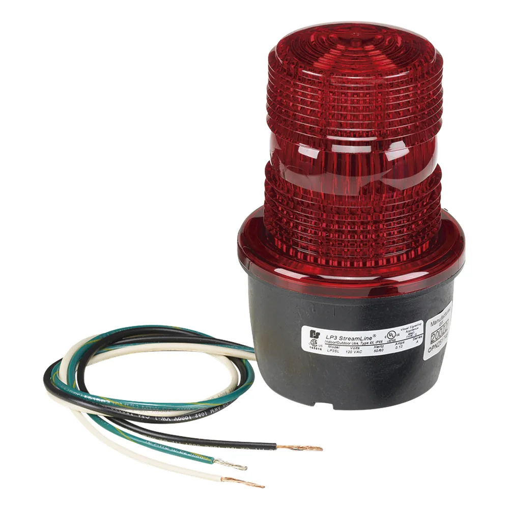 Luz de advertencia LED serie Streamline, 120 Vca, montaje en tubo, rojo