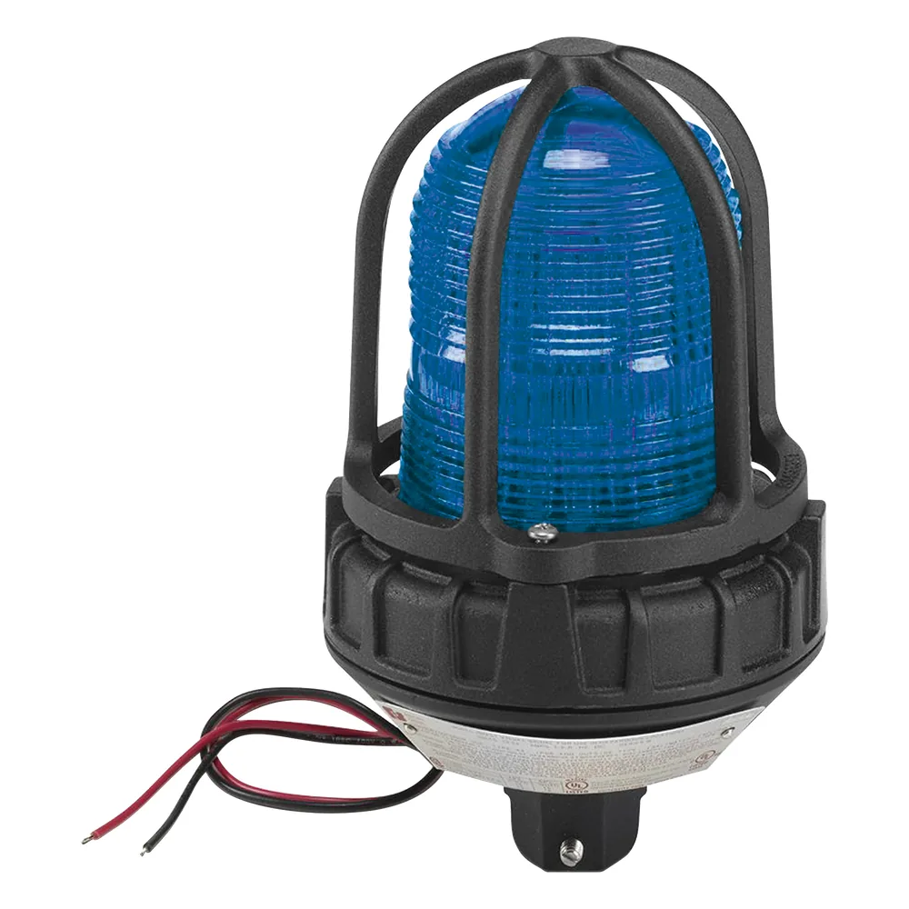 Luz estroboscópica para ubicaciónes peligrosas, montaje tipo tubo, 12-24 VCD, color Azul