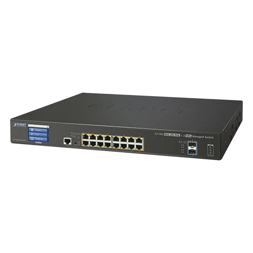 Switch Administrable Capa 3, 16 Puertos Gigabit con PoE 802.3bt, 2 Puertos 10 G SFP+, Pantalla Táctil (400 W)