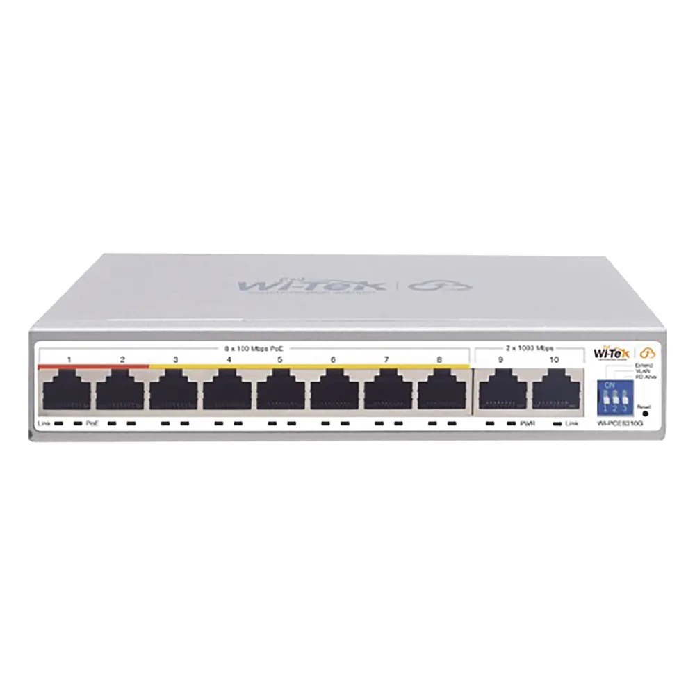 Switch PoE No administrable / Gestión Cloud / PoE de Largo Alcance Hasta 250m / 8 Puertos PoE 10/100Mbps (Puerto 1 Hasta 60W, Puertos 2 al 8 Hasta 30W) + 2 Puertos Gigabit Uplink / Presupuesto 120 W / Plug and Play