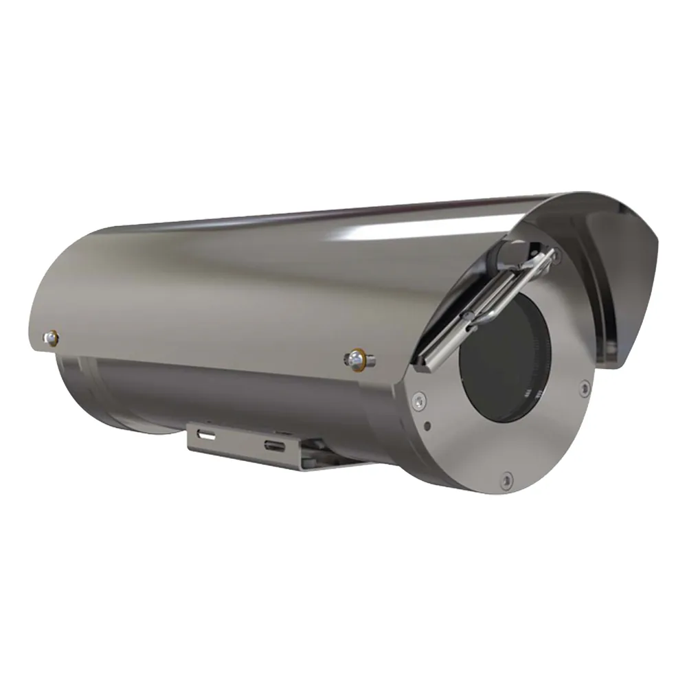 Camara IP Zoom con gabinete antiexplosion 2MP, 32X, IP68, WiseStream II / conexion de fibra optica monomodo con wiper