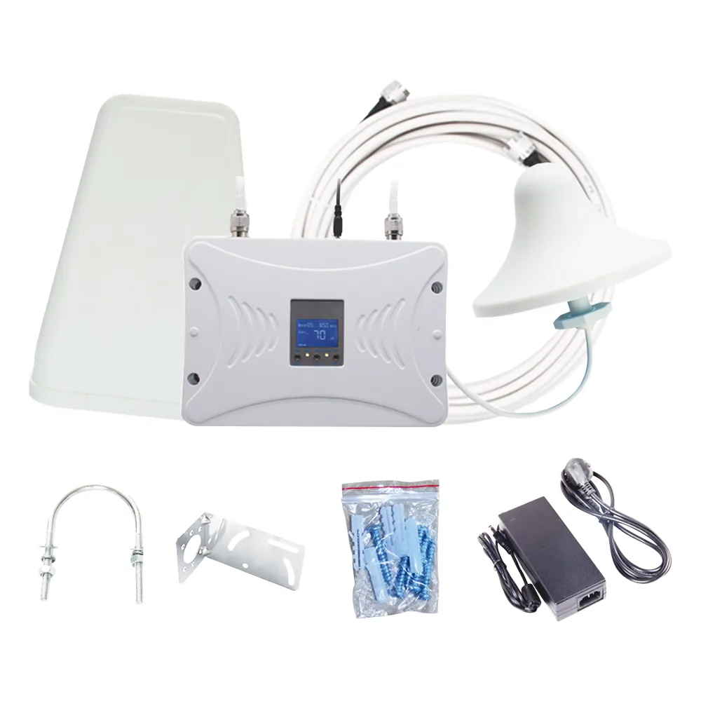 Kit Amplificador de Señal Celular 4.5G LTE, 3G y Voz. Funciona con Todos los Operadores. Soporta Múltiples Dispositivos y Tecnologías. Hasta 1000 metros cuadrados de Cobertura