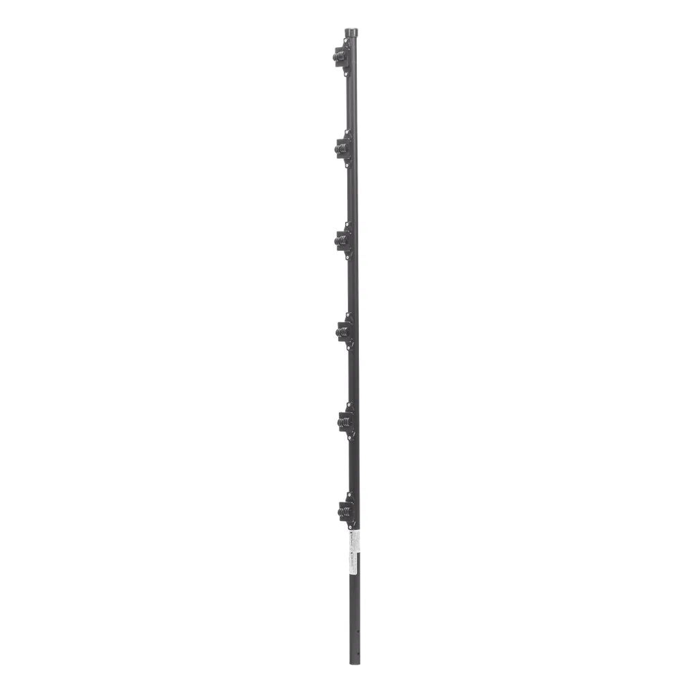 Poste con 6 Aisladores de PASO para Cerca Electrificada. Tubo Galva. de 1.4m, cal. 18 de 1" Diam. + Pintura Negra.
