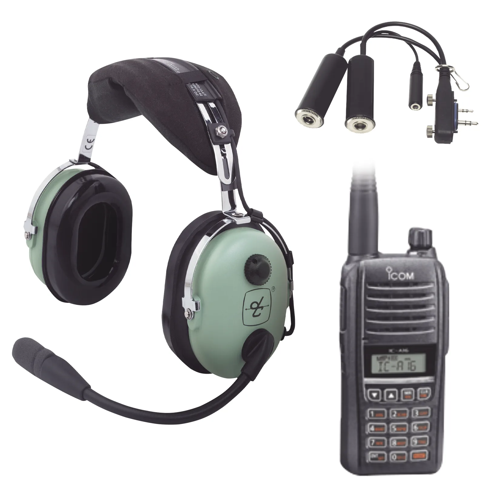 Kit Radio Portátil Aéreo Icom con Auricular David Clark para Aviación General
