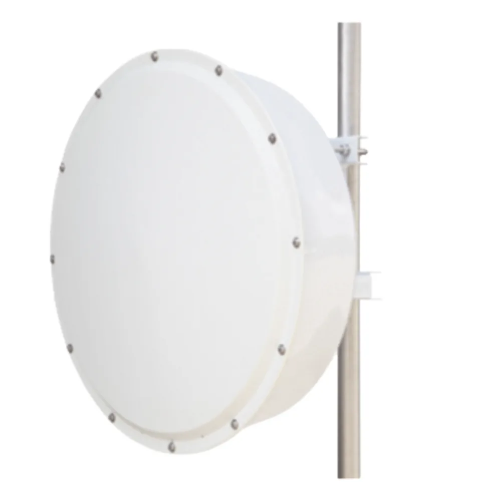 Antena direccional de alta resistencia, Ganancia 30 dBi, (4.9 -6.5 GHz), Plato hondo para mayor inmunidad al ruido, Conectores N-Hembra, Montaje y radomo incluido