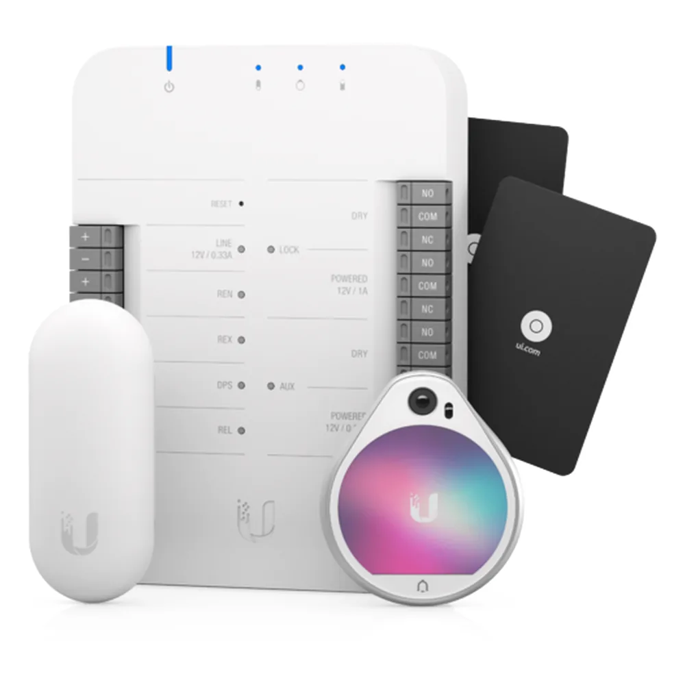 UniFi Access Kit de Inicio, con HUB, Reader Pro, Reader Lite y 20 tarjetas, para acceso a una sola puerta