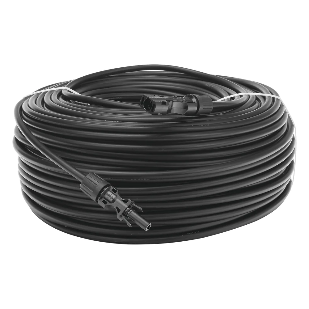 Cable Fotovoltaico 100 m, Negro, Calibre 10 AWG con Terminales MC4 en Ambos Extremos