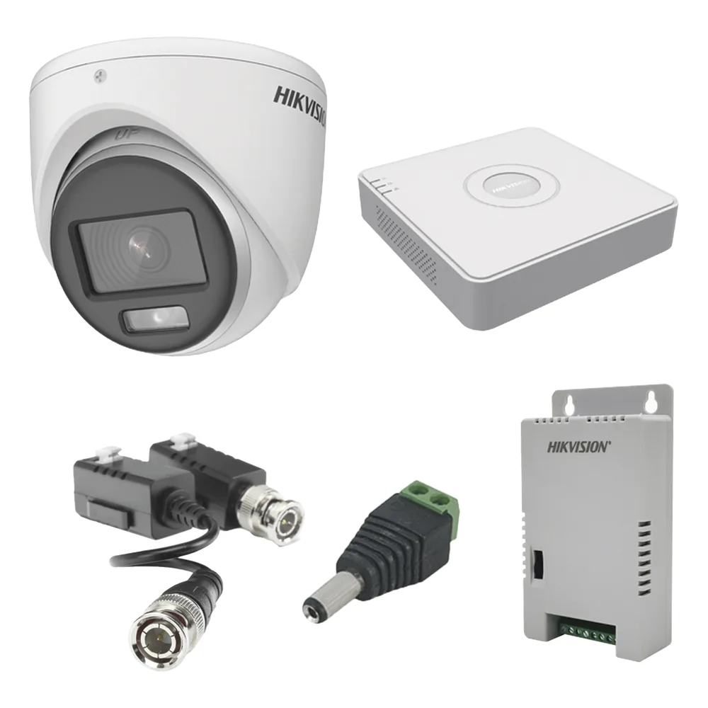 KIT COLORVU TURBOHD 1080pLite / DVR 4 Canales / 4 Cámaras Eyeball (exterior) / Transceptores / Conectores / Fuente de Poder Profesional