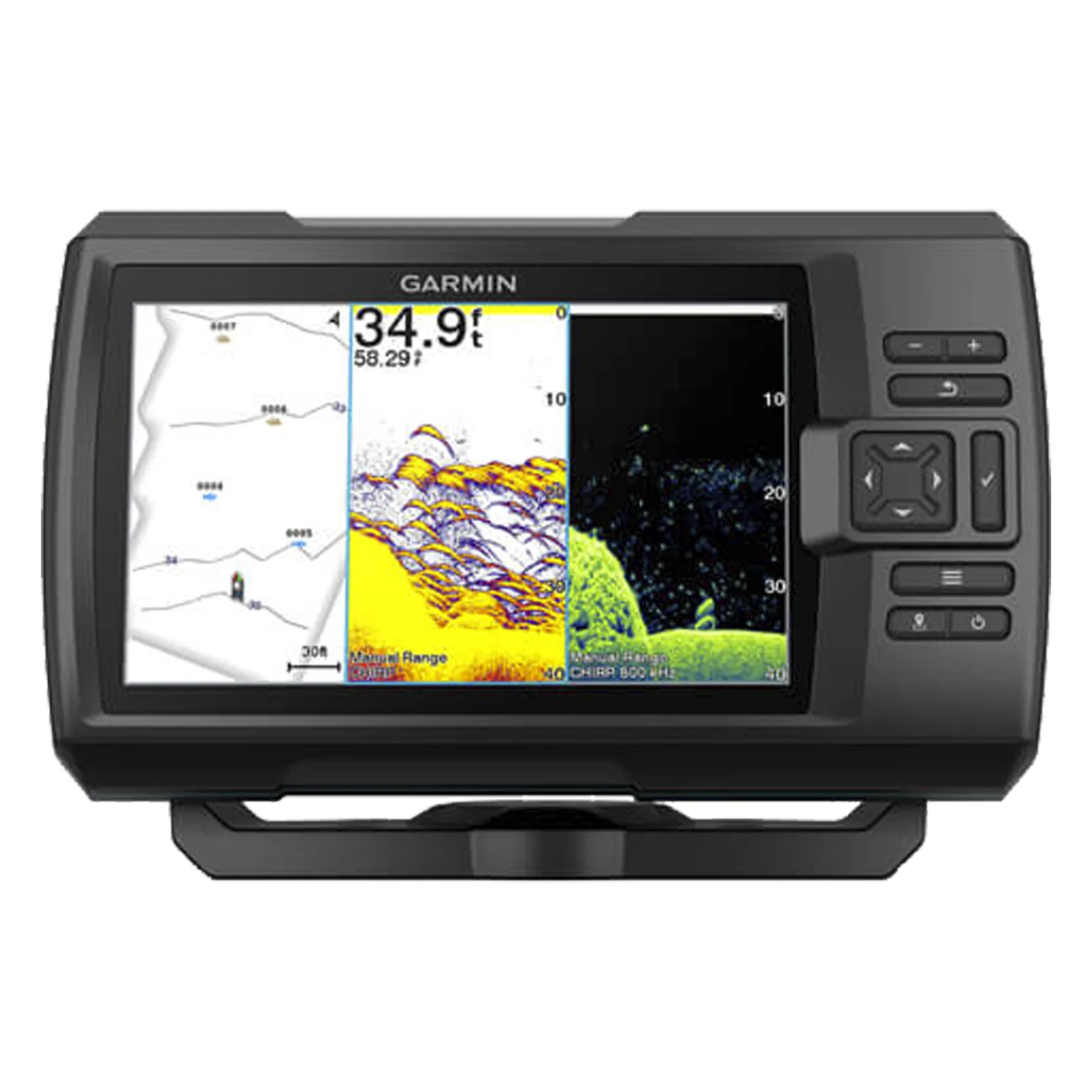STRIKER Vivid 7cv / Pantalla WVGA a Color 7" / Incluye Transductor GT20-TM / GPS Integrado / Sonda Tradicional y ClearVü / Frecuencias 50-800 kHz / Potencia 500 W / IPX7 / Quickdraw Contours / Conectividad Wi-Fi