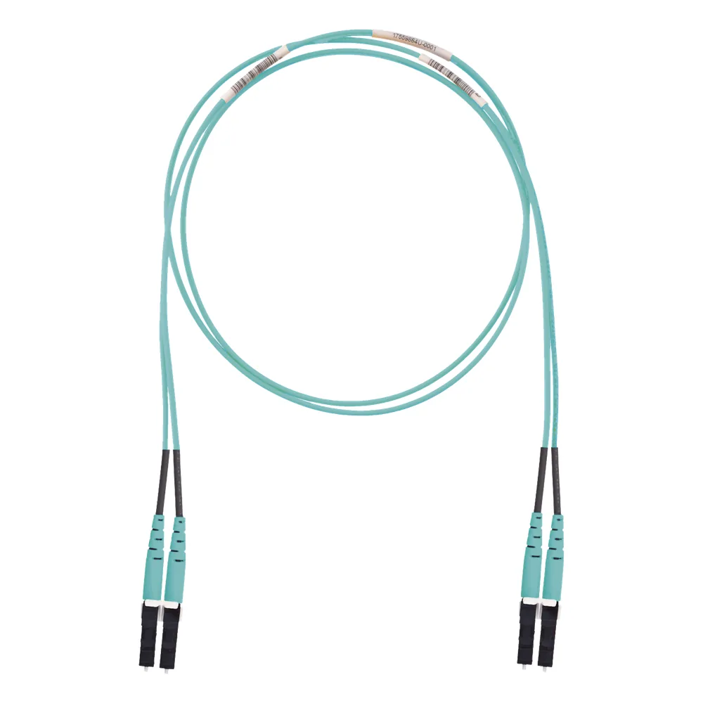 Jumper de Fibra Optica Multimodo 50/125 OM3, LC-LC Duplex, LSZH (Cero Halógenos), Color Aqua, 10 Metros (32.81 Pies)