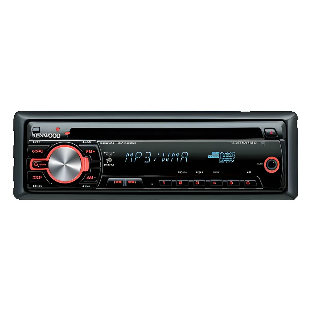 Paquete de autoestereo con 2 bocinas KENWOOD, MP3 y control remoto.