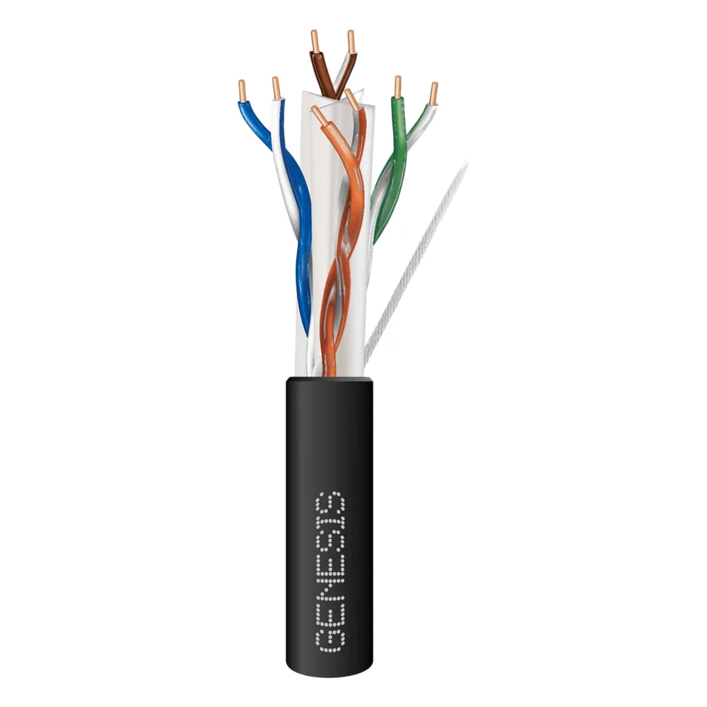 Carrete de Cable de 305 Metros (1000 Pies) Cat6 Calibre 24 Exterior para Climas Extremos, RoHS, Color Negro