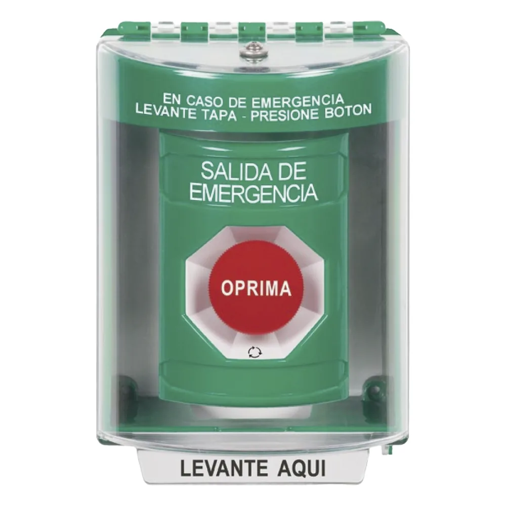 Botón Multipropósito, Salida De Emergencia, Girar Para Reset, Español, Cubierta De Policarbonato, 2 Relevadores NO/NC, Interior/Exterior