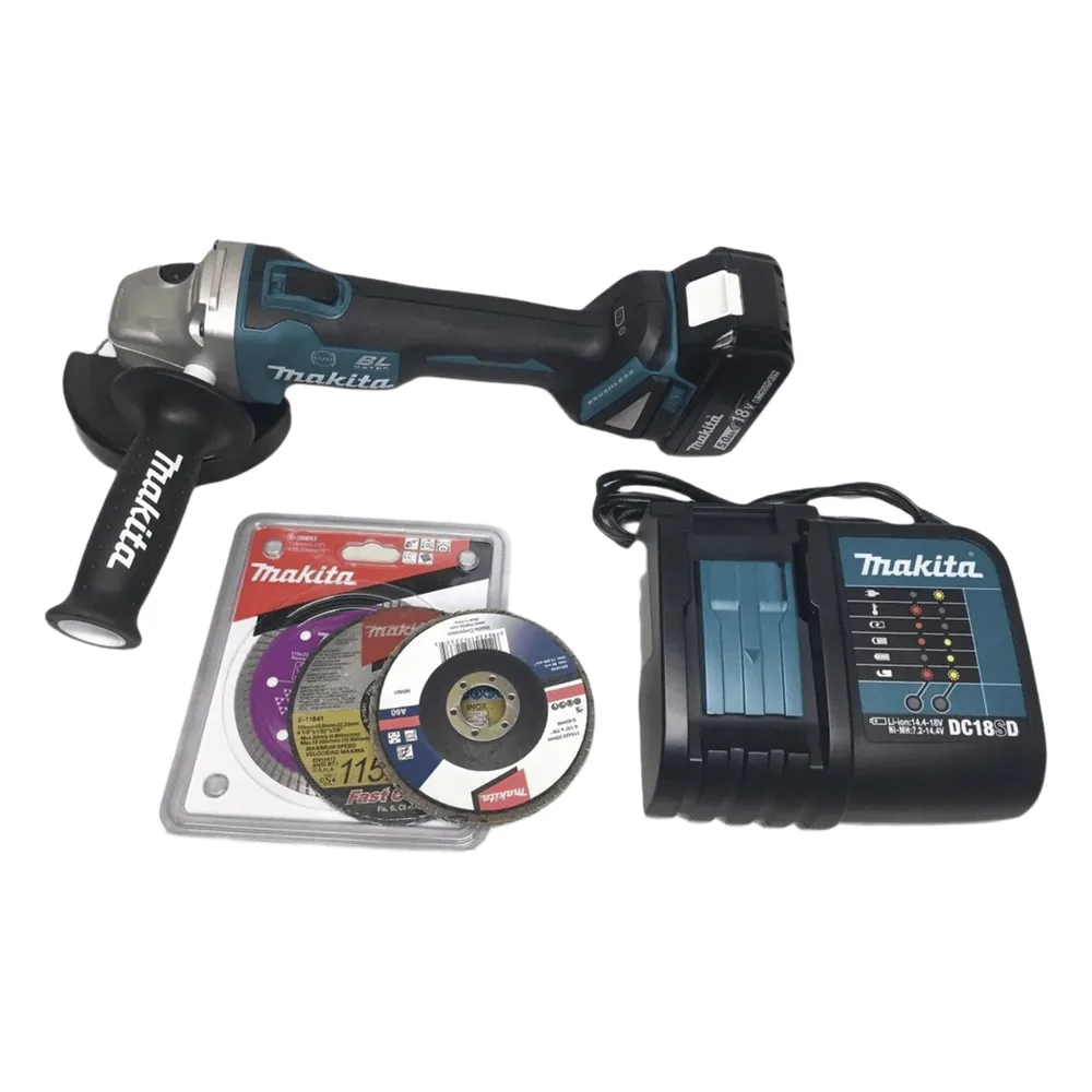 Miniesmeril 115mm 4-1/2in 8.500 Rpm,1 Batería 18V Li-ION de 5.0 Ah, Cargador y 3 Discos.