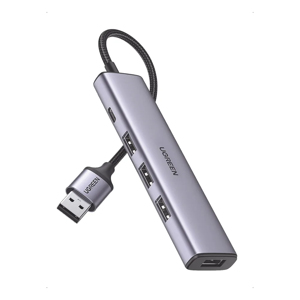 Convertidor USB-A 3.0 a 4 Puertos USB-A 3.0 / 5 Gbps Transferencia / Alimentación por USB-C / Compatibilidad Multiplataforma / Protección Cortocircuito y Sobrecorriente