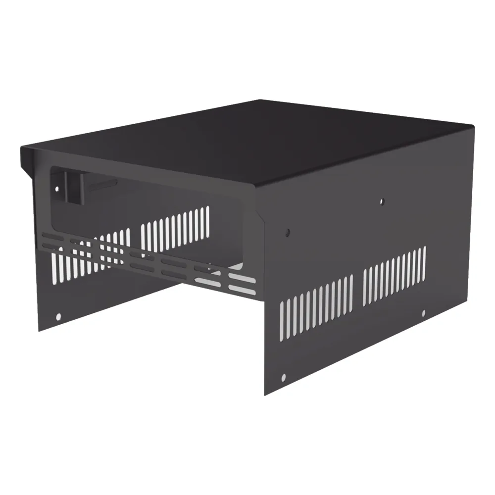 Gabinete de acero en color negro, para usar como base con radio aéreo IC-A120 y fuente de alimentación SEC1223