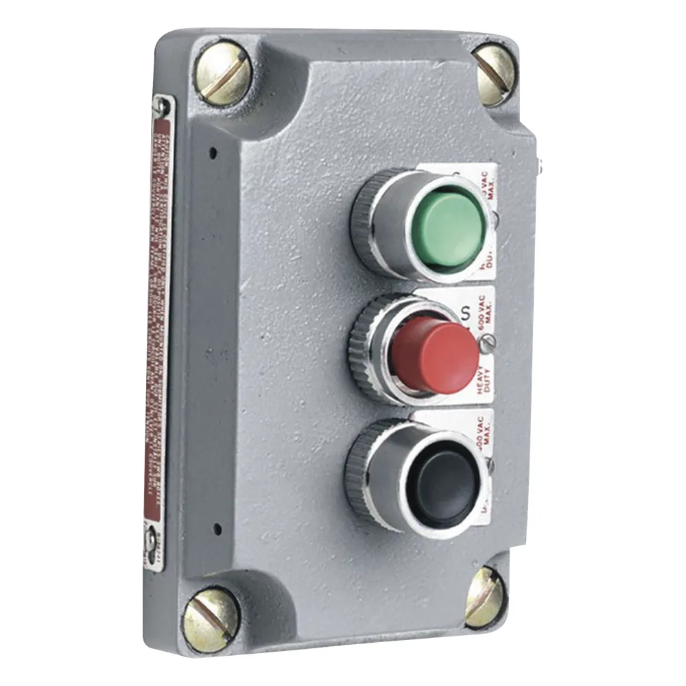 Cubierta para Estación de Control con Tres Botones Pulsadores Rojo-Verde-Negro. / Uso en Áreas Clasificadas.