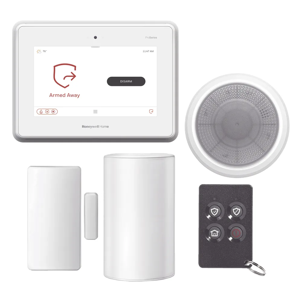 Kit de panel de alarma touchscreen de 7" all-in-one con Alexa integrada, sensor de movimiento, contacto magnético, sirena y control remoto