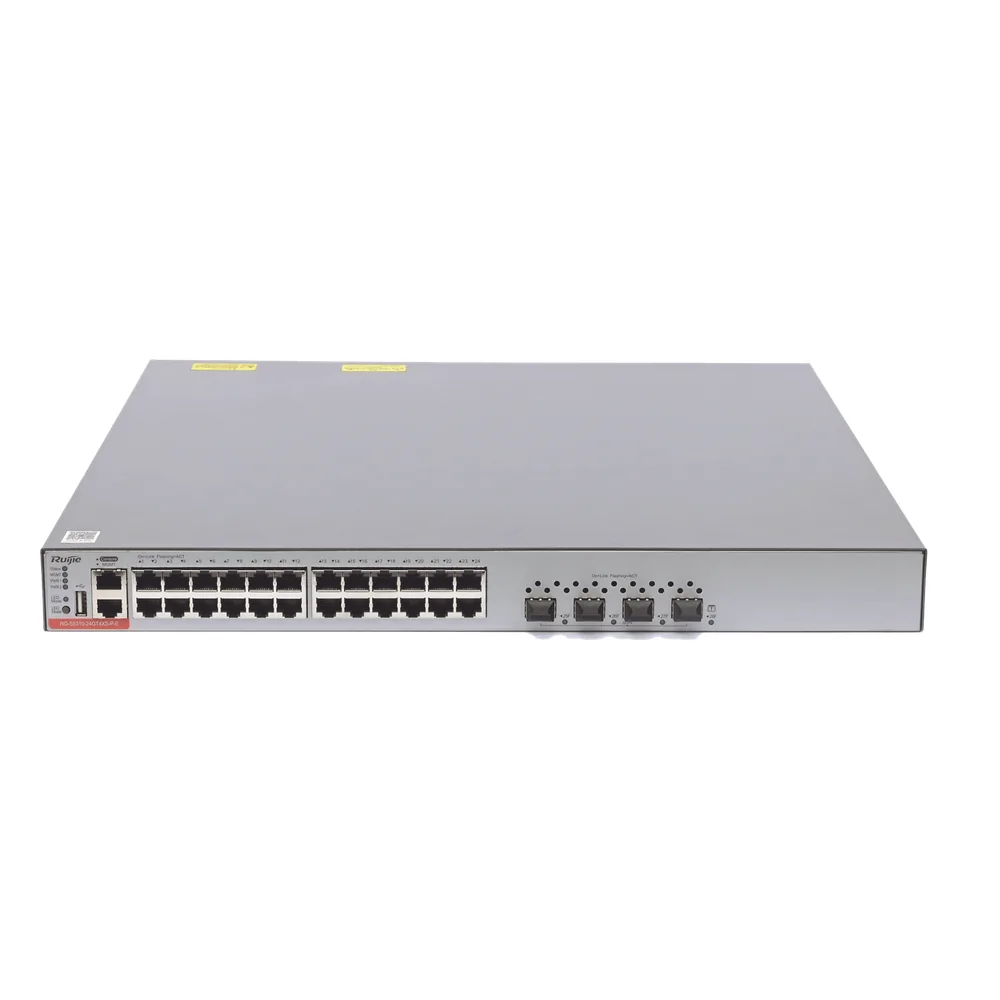 Switch Administrable Capa 3 PoE con 24 puertos Gigabit 802.3af/at + 4 SFP+ para fibra 10Gb, hasta 740 watts, gestión gratuita desde la nube.