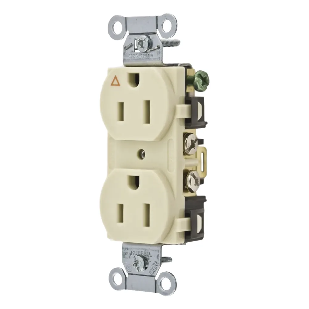 Contacto Dúplex Conexión a Tierra Aislada/ 15 A 125 V/ 2 Polos 3 Hilos/ Color Marfil/ Nema 5-15R/ Grado Comercial.
