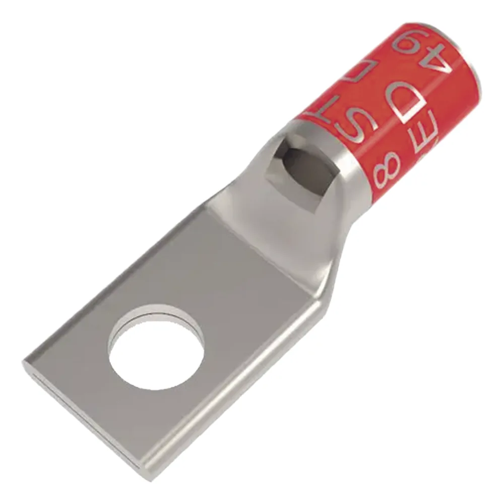 Zapata Terminal de Compresión BURNDY Cañón Corto para Tornillo de 5/16" y Calibre 8 AWG.