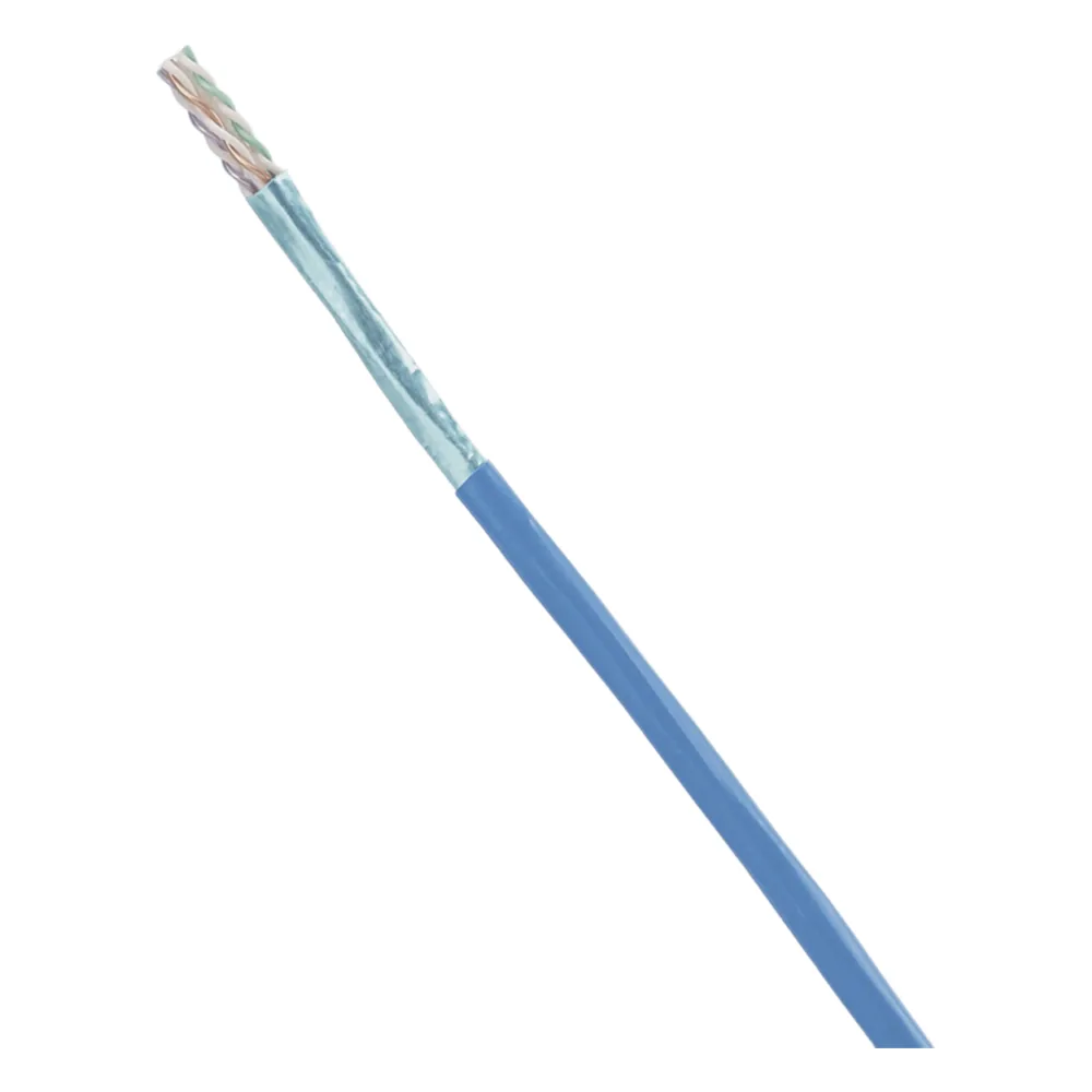 Bobina de Cable Blindado F/UTP de 4 Pares, Cat6A, Soporte de Aplicaciones 10GBase-T, CMR (Riser), Color Azul, 305 Metros (1000 Pies)